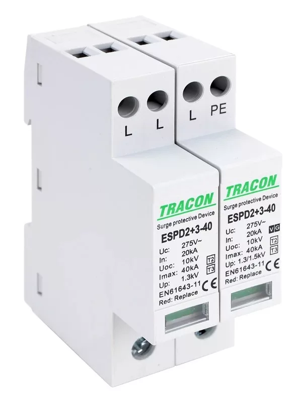 Tracon ESPD2+3-40-3+1P T2+T3 AC típusú túlfeszültség levezető